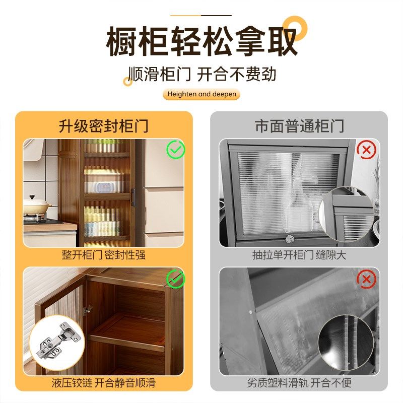 餐边柜靠墙一体厨房灶台橱柜客厅收纳置物窄柜现代简约实木储物柜