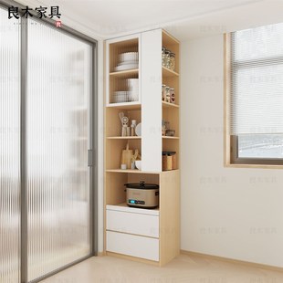 小户型可定制夹缝转角柜电器置物厨房储物柜高柜餐边柜一体靠墙柜