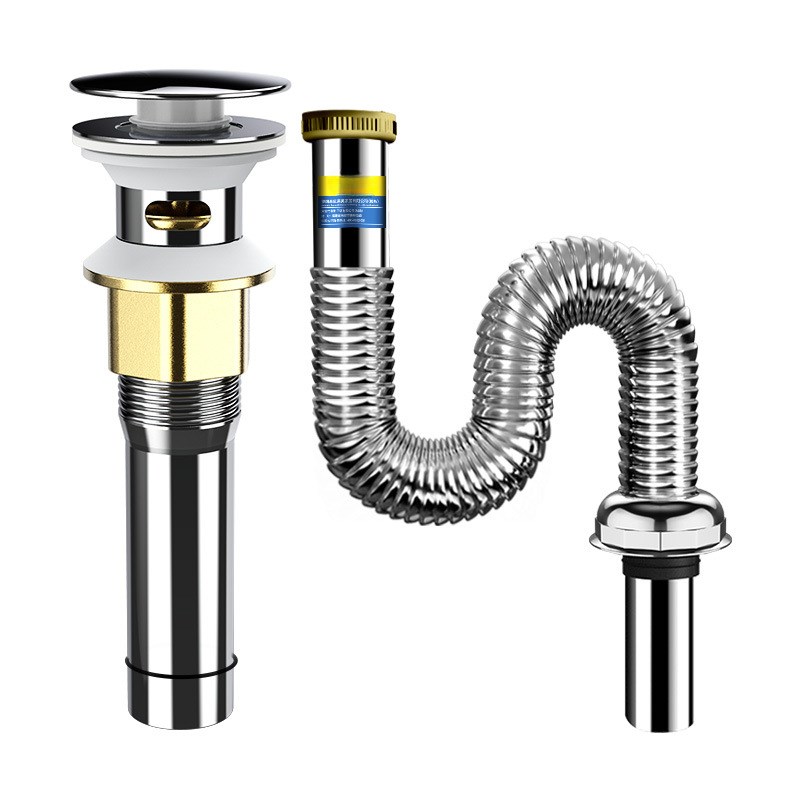洗手盆下水管不锈钢p防返臭洗脸盆排水管洗漱台面盆下水器配件
