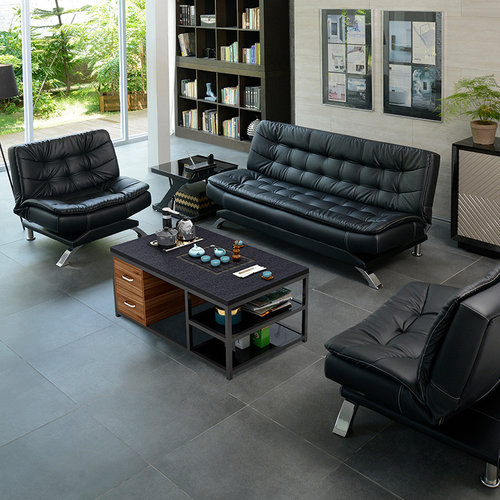 简约现代办公沙发床三人位折叠商务办公室接待室会客茶几组合套装