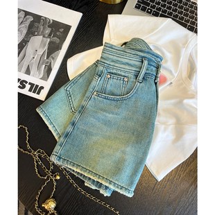 毛须复古 a字牛仔短裤 高腰显瘦休闲热裤 新款 女2024夏季 王炸神裤