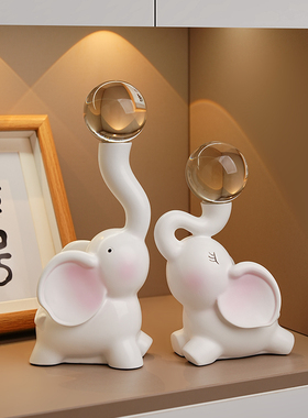 水晶球大象摆件轻奢高档玄关客厅电视柜酒柜装饰工艺品现代简约