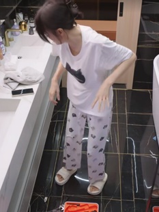 长裤 秦岚同款 2023纯棉短袖 睡衣夏季 ins网红可外穿家居服管文 女款