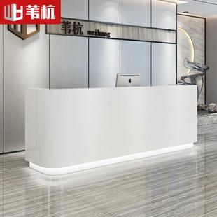 仿形大理石纹公司WH-645前台接待台吧烤简约现代漆弧前台柜台迎宾