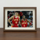 姚明麦迪火箭姚麦相框挂画摆台NBA篮球海报照片墙壁画摆桌装 饰画
