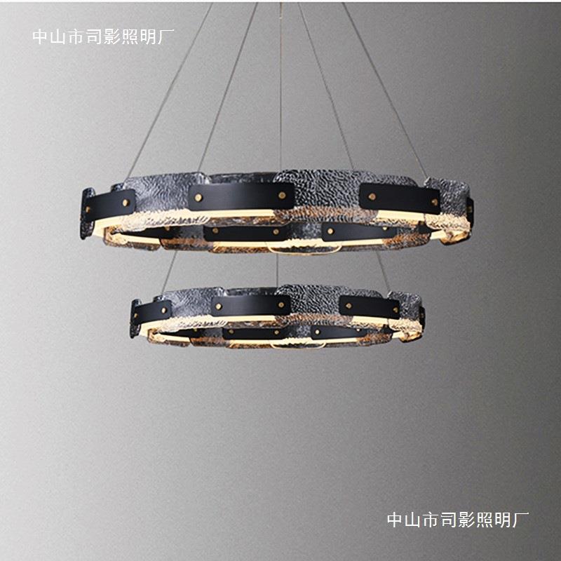 后现代轻奢客厅吊灯设计师简约创意餐厅样板房书房卧室圆环装饰灯