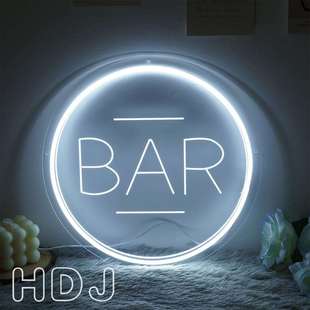 led霓虹灯招牌BAR字母发光字亚克力雕刻灯牌商场店铺装 饰灯跨境
