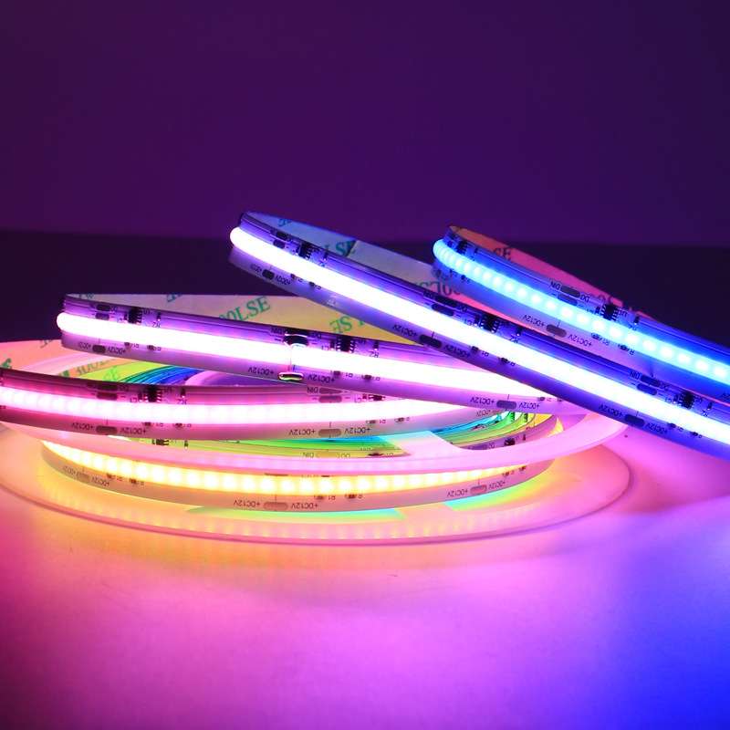 cob幻彩灯带12v24v流水跑马全彩渐变RGB可编程led超薄酒吧KTV灯条