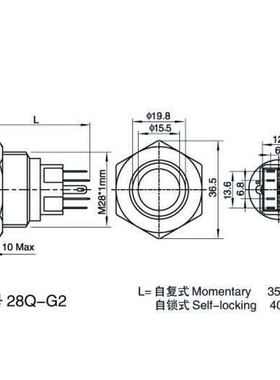 28mm不锈钢按钮开关天使眼LED红橙黄绿蓝白紫色G2/SLED灯效
