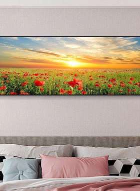 现代轻奢清新卧室床头酒店样板房装修花卉浪漫紫色挂画书房带框