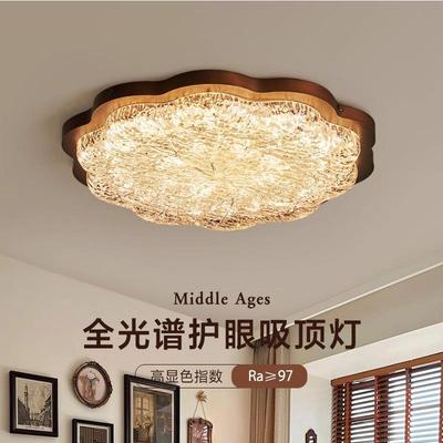 中古卧室吸顶灯树脂实木vintag美式复古法式主卧灯全光谱护眼灯具