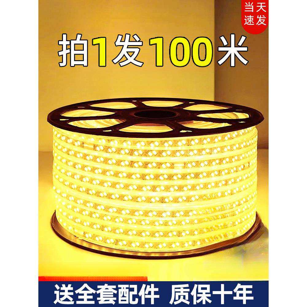 led灯带户外防水220v客厅外墙专用工程室外暖光白暖色高压带灯条
