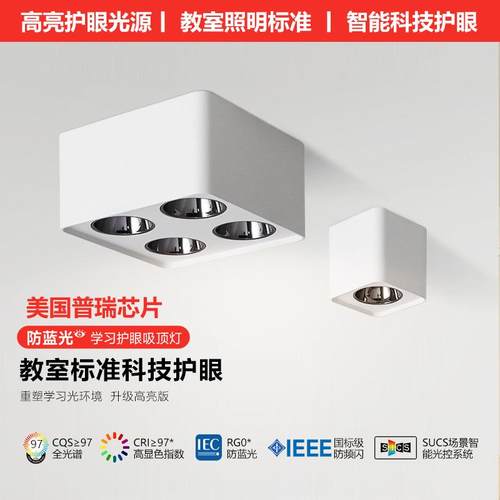 全光谱四头斗胆筒灯明装防眩普瑞全光谱护眼客餐厅卧室照明无主灯