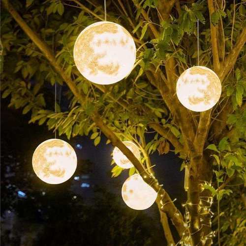 户外月球吊灯室外楼盘民宿庭院花园挂树灯网红景观装饰发光月亮灯