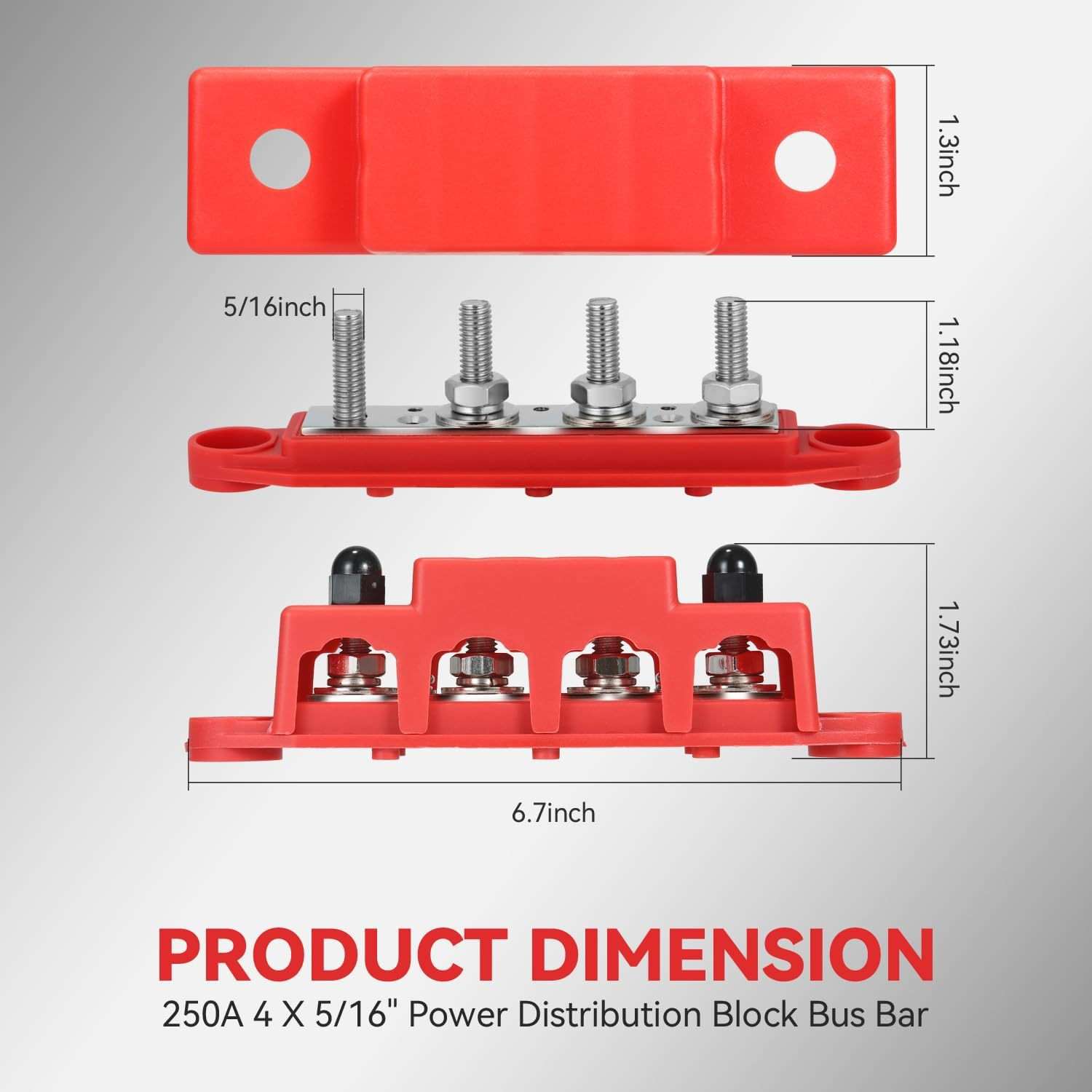 Heart Horse 配电块总线杆 5\/16 英寸(约 1.9 厘米)端子螺柱 4