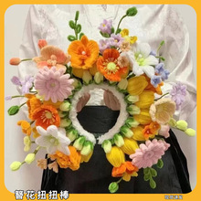 拉布布簪花扭扭棒diy材料包手工编织labubu造型老人花束朵装饰品