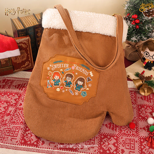 哈利波特正版周边圣诞绒面斜挎手挽包手套款单肩秋冬百搭大容量包