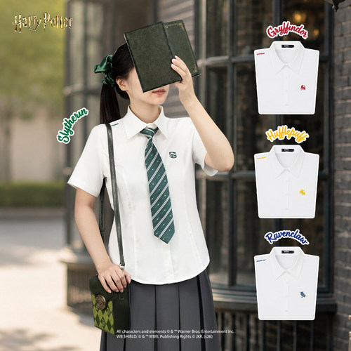 哈利波特正版jk学院风收腰短袖衬衫cos上衣夏季女款毕业学生服装