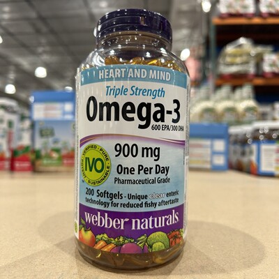 加拿大Webber鱼油 三倍浓缩深海鱼油 900mg 200粒 omega-3补充品