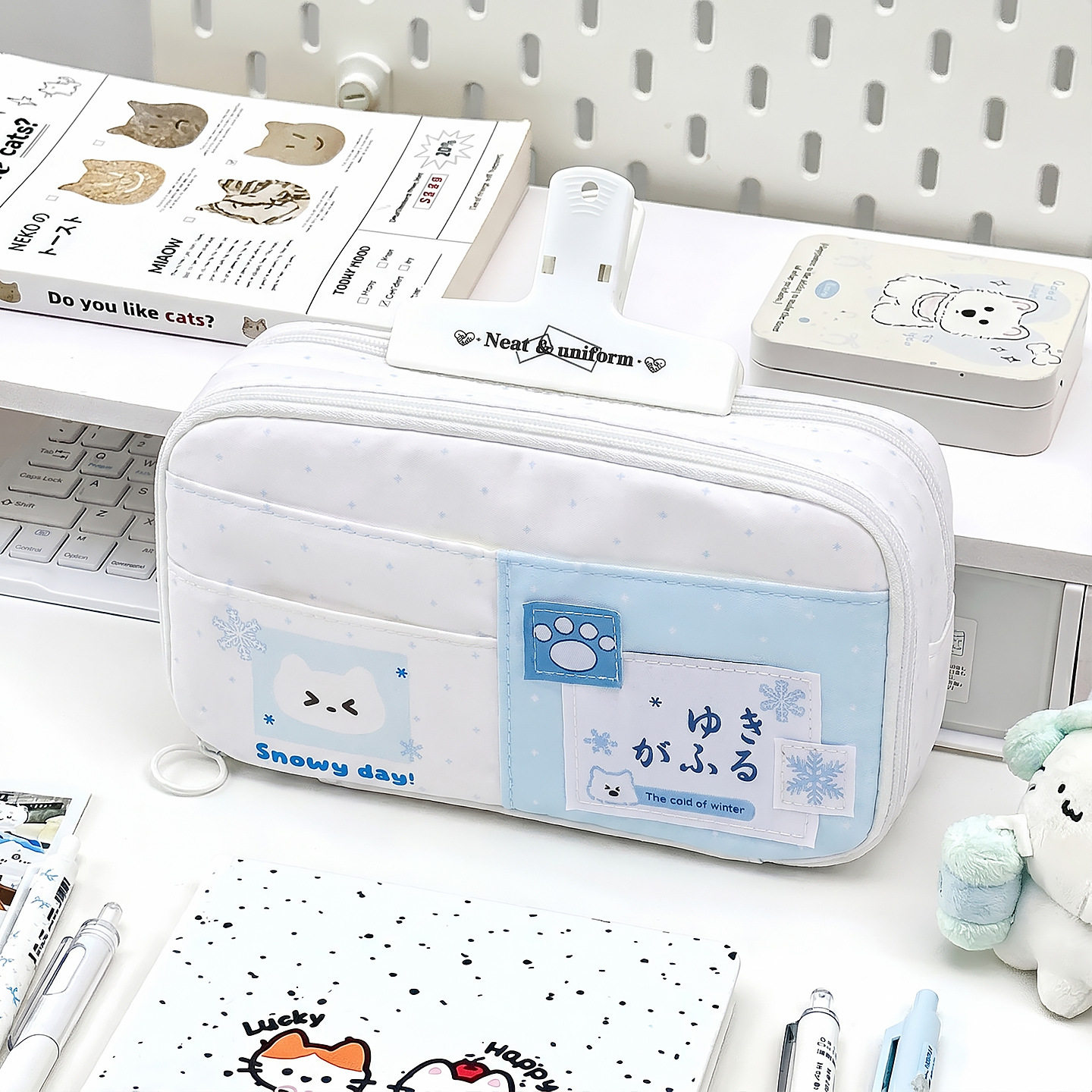 日系ins双拼小猫笔袋可爱高颜值