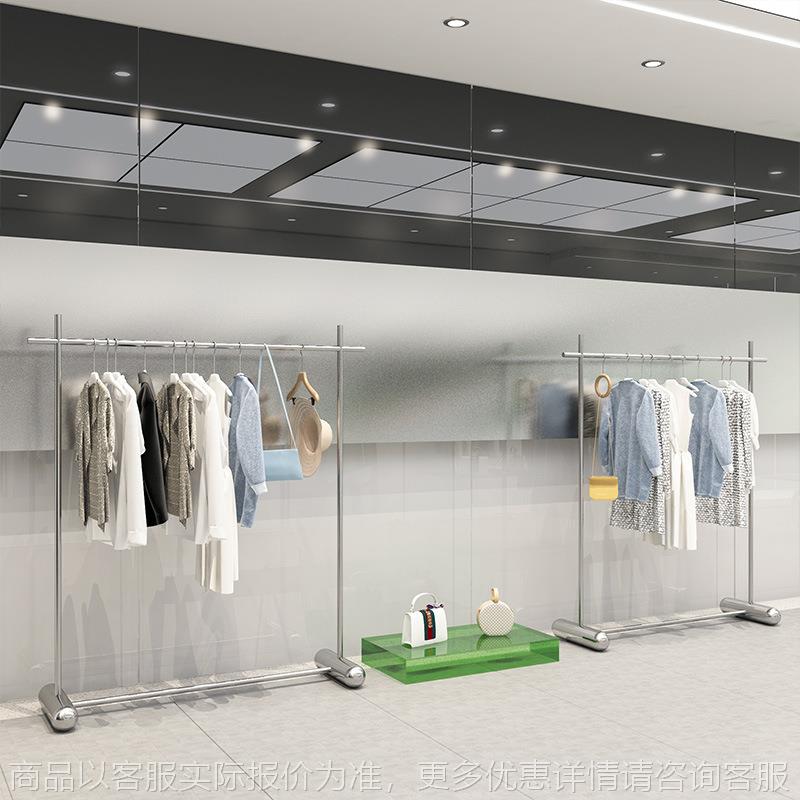 服装店展示架加粗不锈钢落地式挂衣架男女童装店中岛陈列道具货架