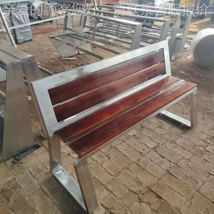 不座锈背公园椅53660室外菠萝格钢长椅户外坐凳园林景区景观休息