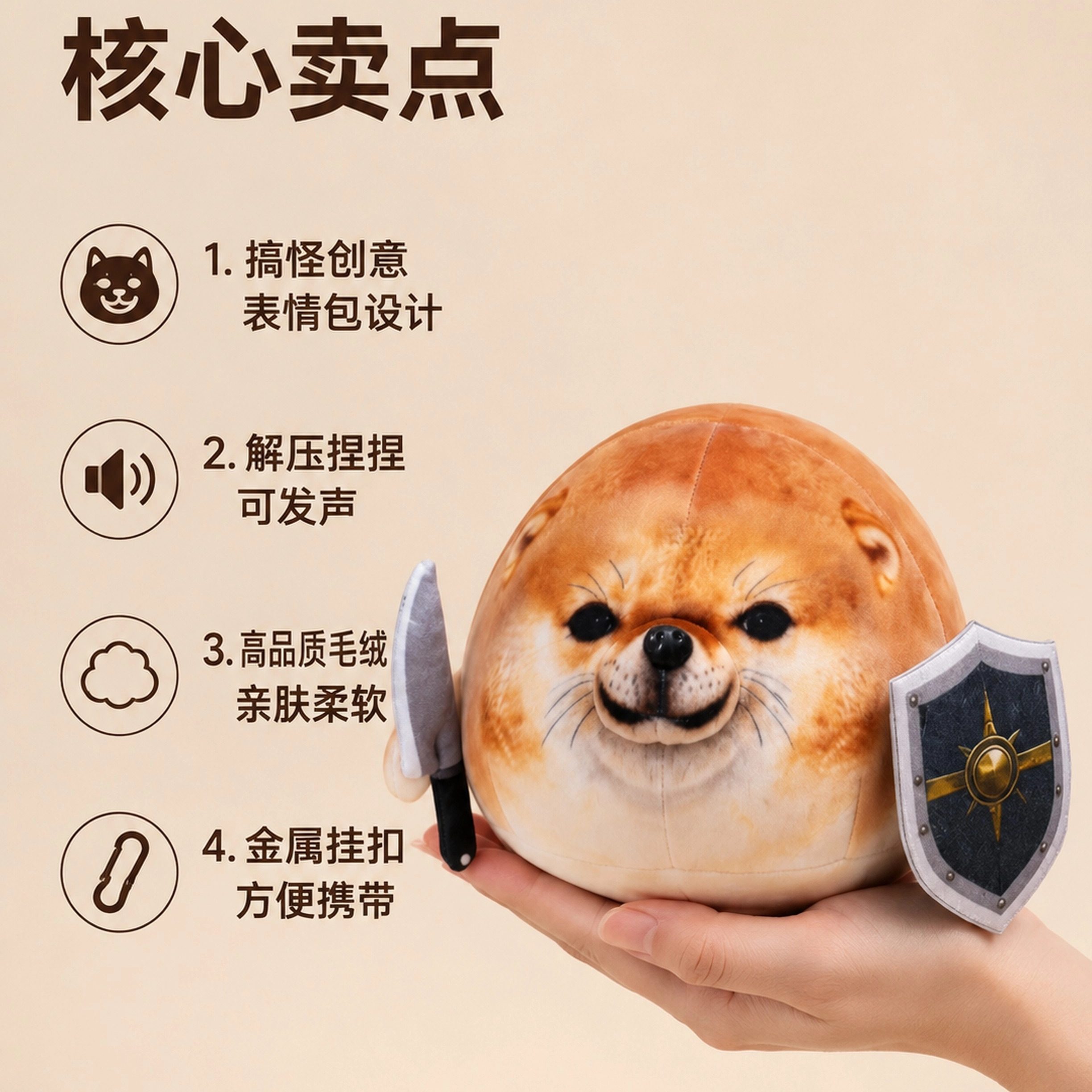 我的刀盾狗玩偶抱枕毛绒具图片
