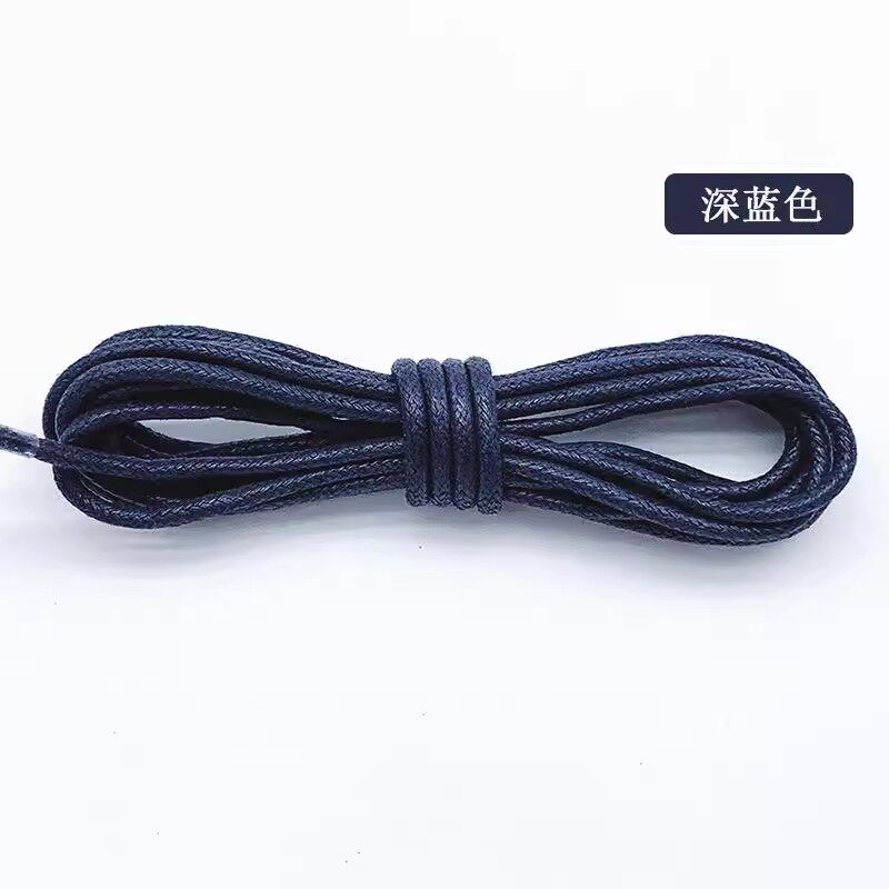 皮鞋深蓝色鞋带男女款细打蜡商务马丁靴英伦休闲长短靴圆形鞋带绳