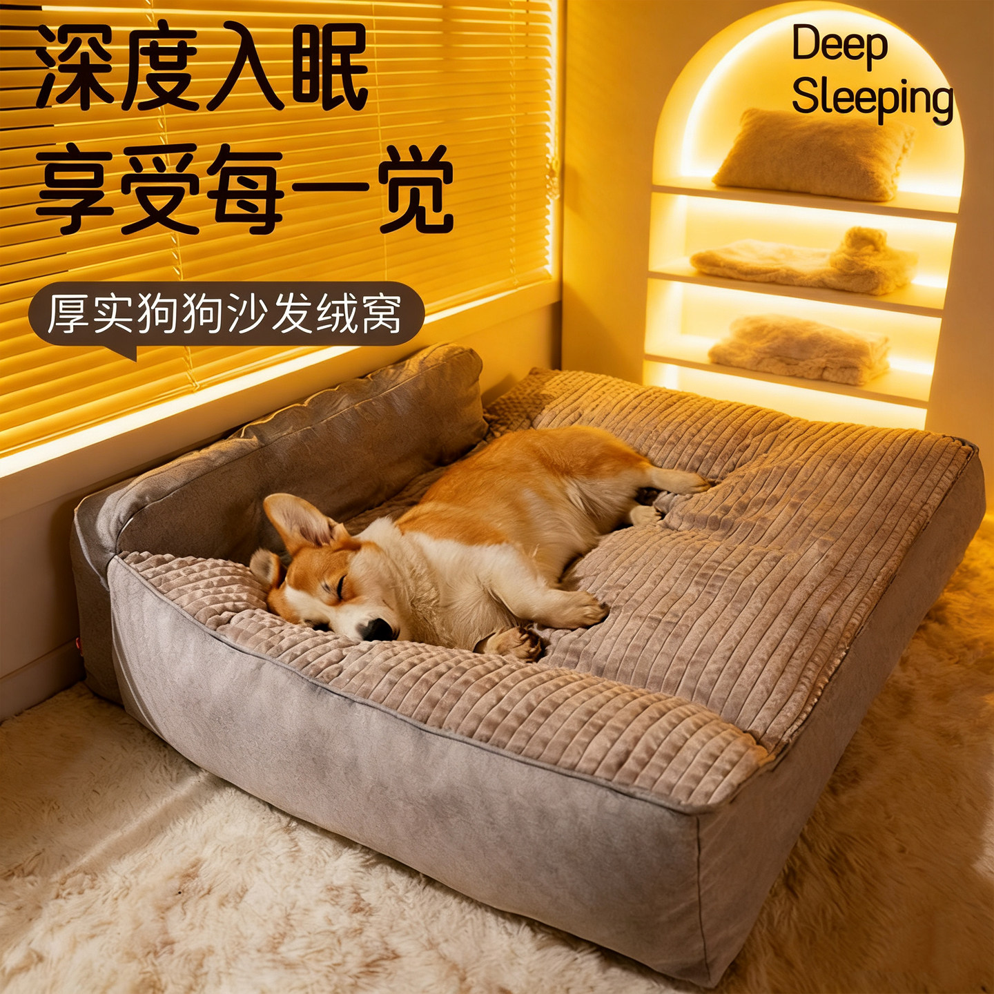 狗垫子冬加厚防撕咬超大号狗狗睡垫狗床2025新款室内简约PP棉保暖