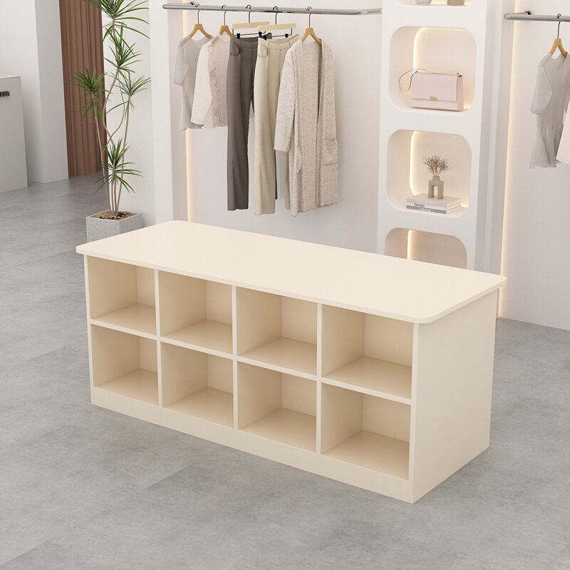 服装店展示柜柜双面台6宫格8宫格奶风桌摆放陈列桌