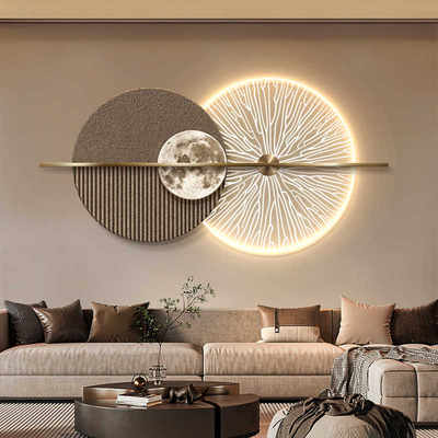 现代轻奢客厅装饰画极简抽象沙发背景墙挂画高级感大气立体壁饰灯