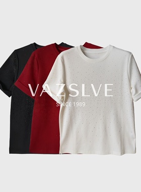【VAZSLVE/全新奢品】捡漏时尚百搭休闲宽松设计纯棉大版烫钻T恤