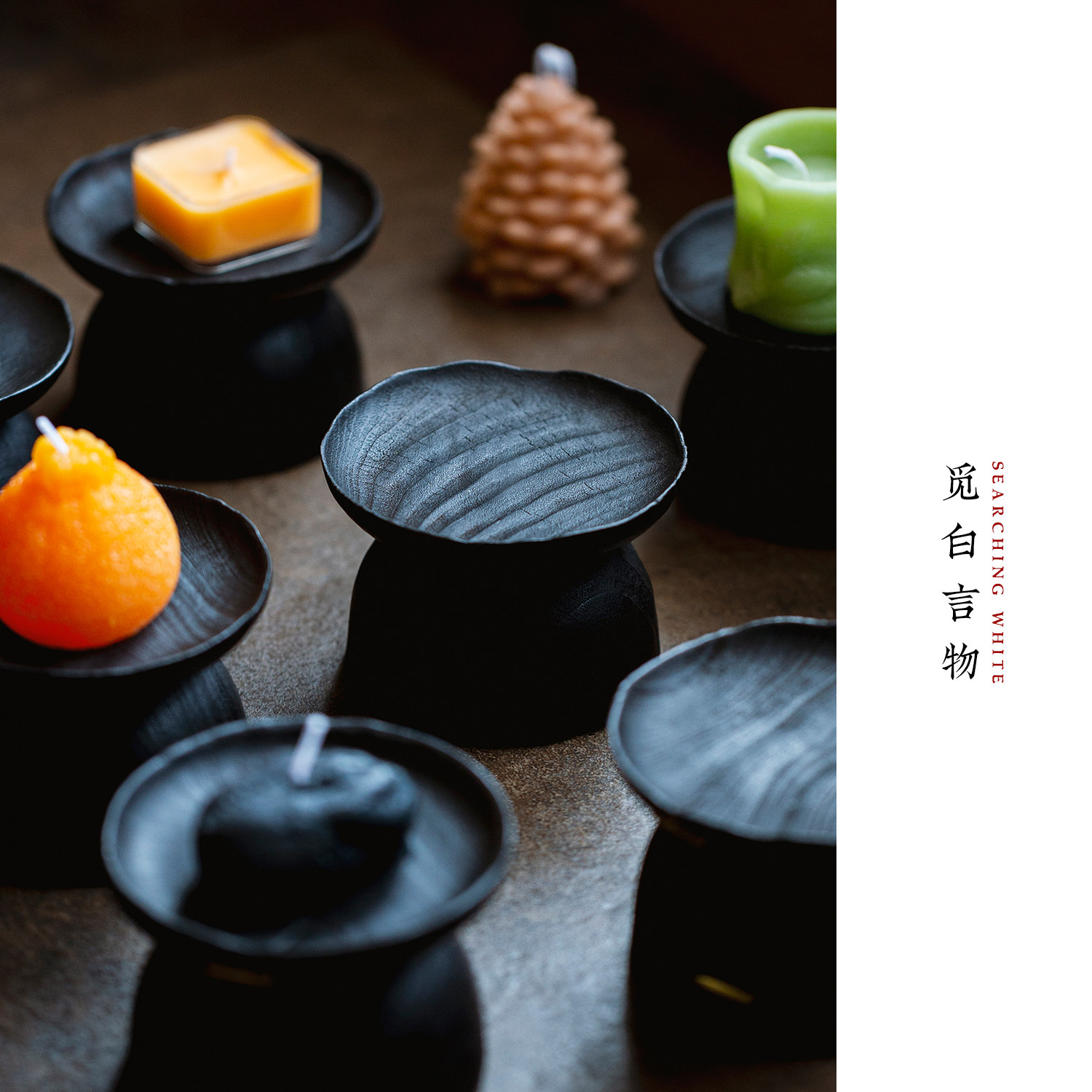 香樟木烛台手工大漆底托香座实木图片