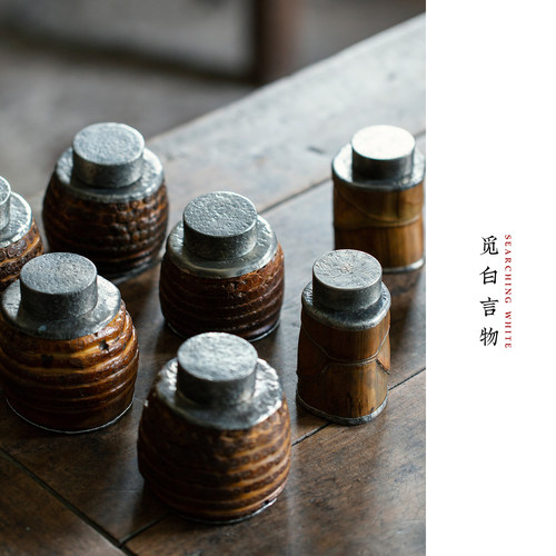 老竹根茶叶罐锡制龟甲虫噬密封仓
