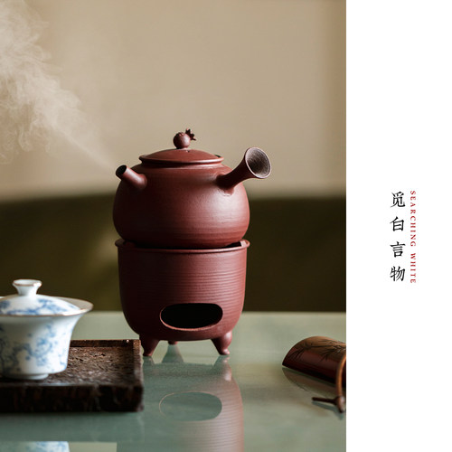 朱颜粉引红泥炉侧把壶煮茶套组装