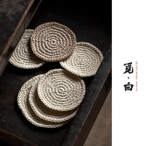 觅白言物茶托养壶垫杯垫纯手工绣