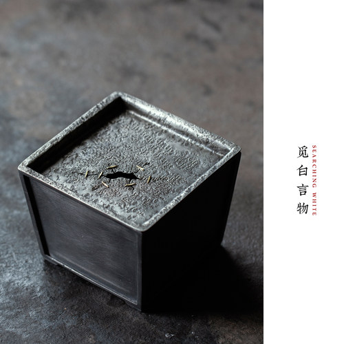 纯手工纯锡盖铜建水鱼跃浮雕水盂