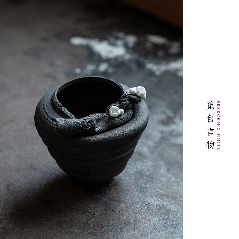 乌金砂手拉梅花瓶手捏花插器禅意