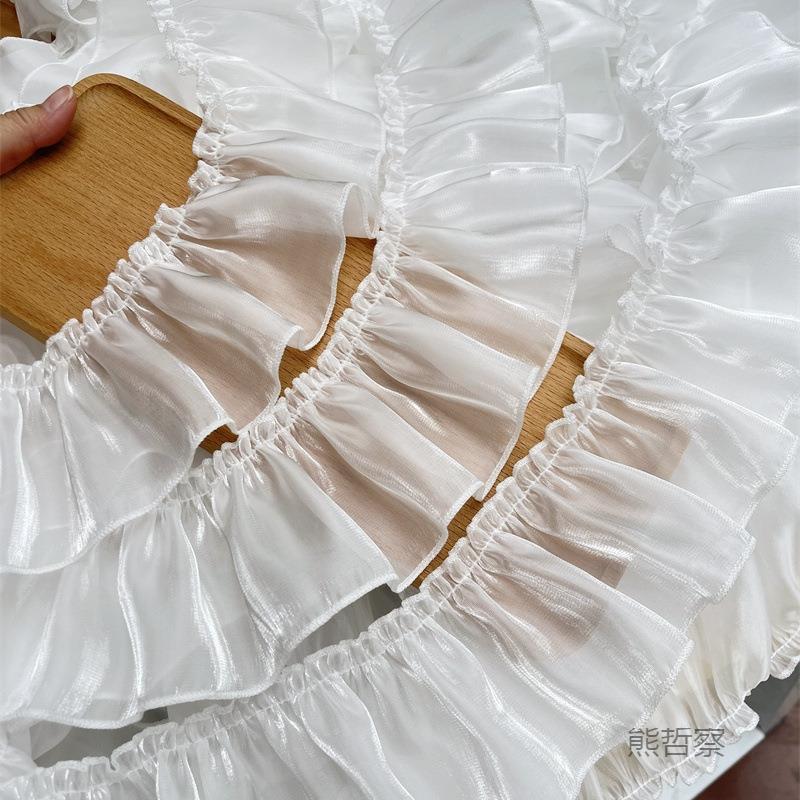 7M宽白黑色PmkCd2xf闪光珠光纱蕾丝花边荷叶边窗裙帘边布艺Cdiy服