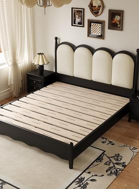 法式古实床木中古风主卧.15m双人床现1500mm*2代简约轻复奢黑色真