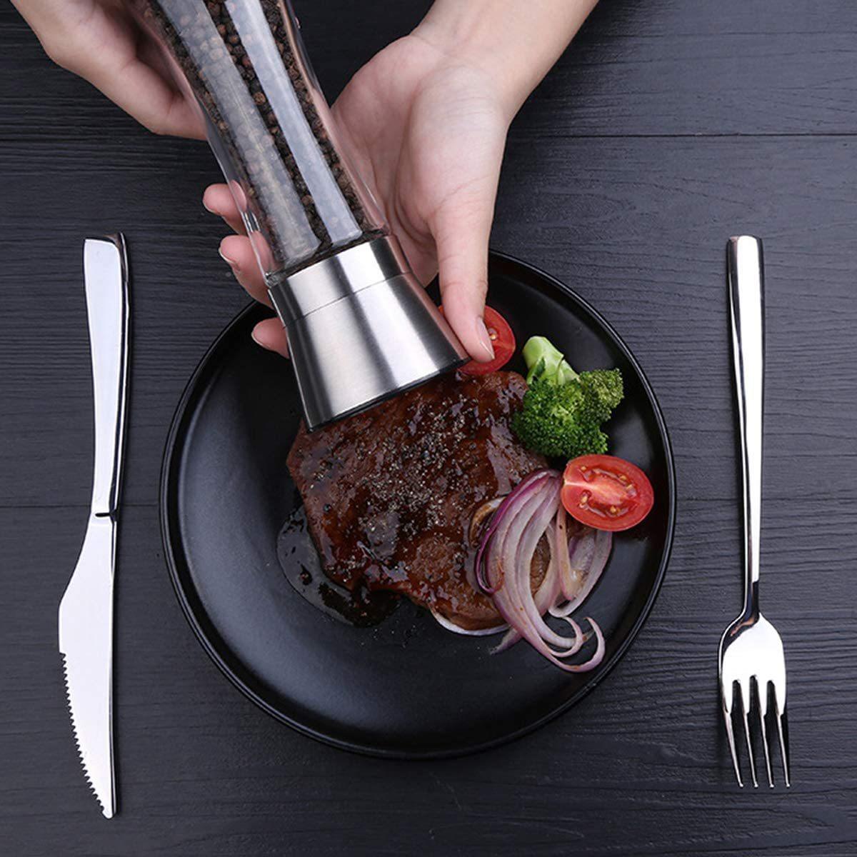 厨家用手动现磨钢玻璃黑胡椒研磨器 房304不锈海盐385粒胡椒粉研