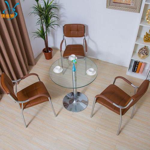 售 楼处钢化玻BWY-1100璃组 休闲接待洽谈桌椅办室会客接合待谈公