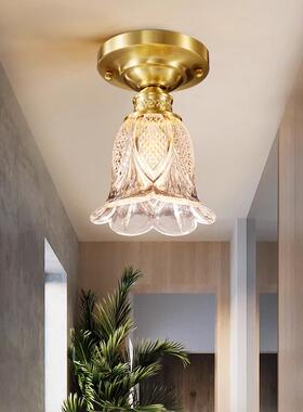 美式全铜玄关灯吸顶灯小简约现代轻奢创意走廊道过道阳台灯 N222