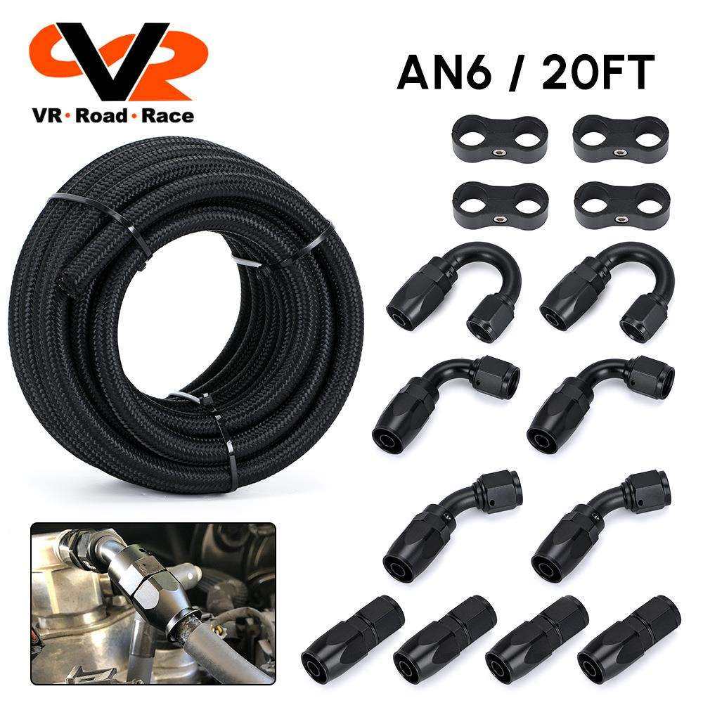 EBay爆款汽车改装油冷接头套装AN6 6M尼龙编织改装油冷器油管套件