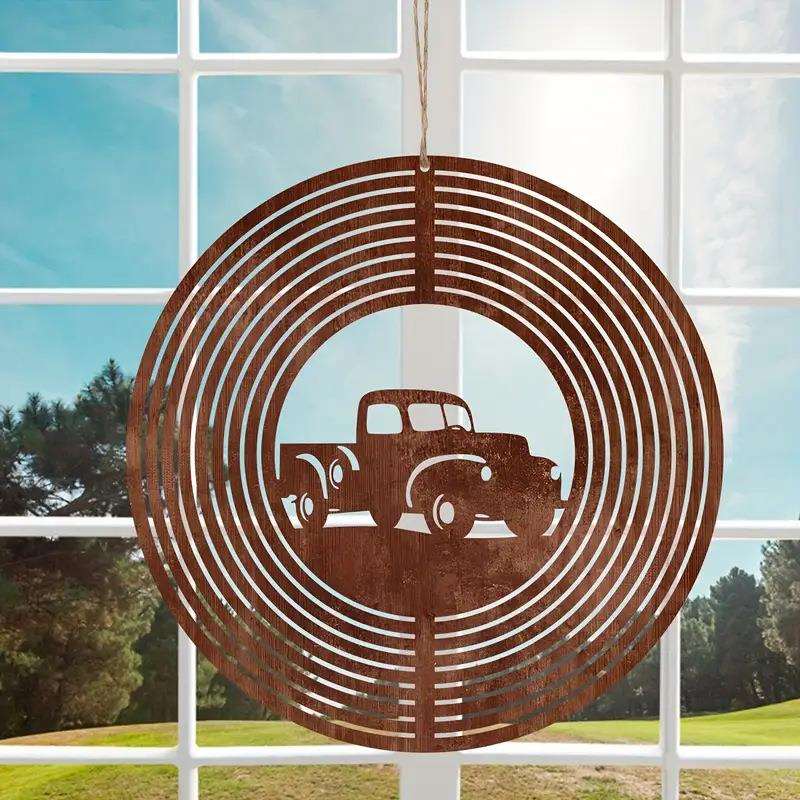 户外庭院亭子风铃装饰Temu热销生锈色卡车风向标复古工业摆件