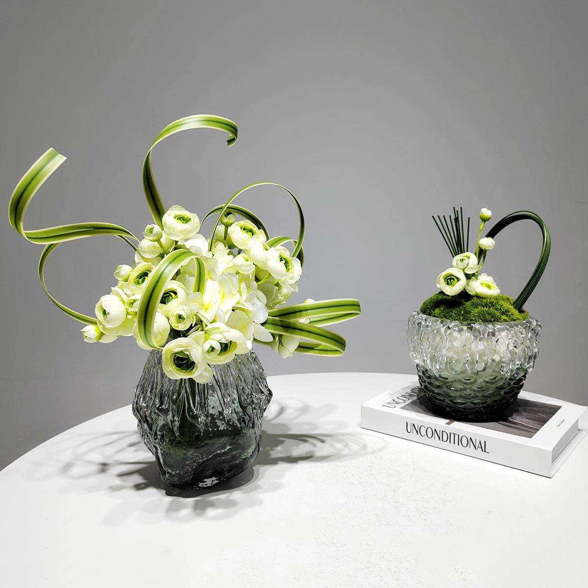 现代轻奢花瓶台面仿真花艺摆件北欧轻奢高级感餐厅洽谈桌假花摆设