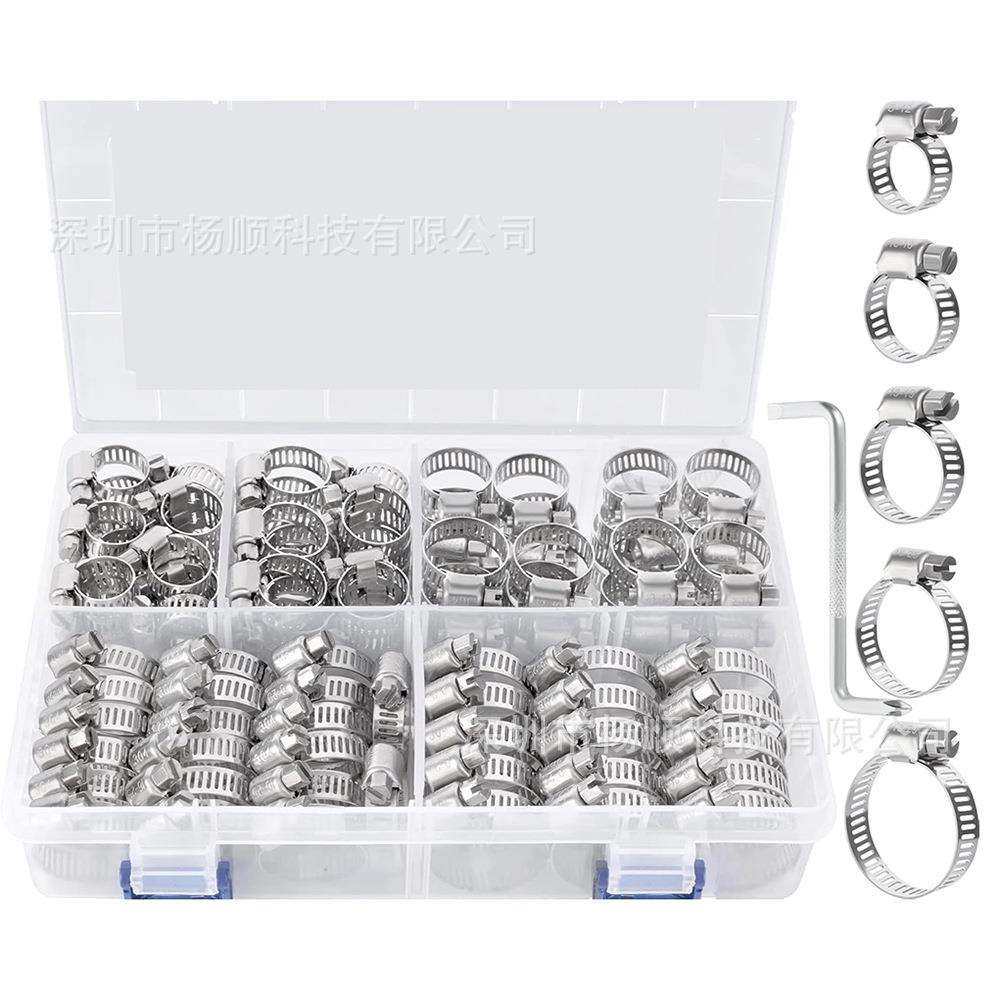 跨境96pcs盒装 304不锈钢美式卡箍接头软管夹喉箍6-29mm组合套装,机械设备,其他机械设备,淘宝优惠券,粉丝福利购,淘宝优惠卷