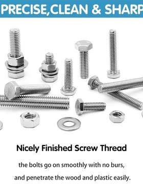 跨境货源246pcs美制304不锈钢外六角螺丝螺栓配螺母平垫组合套装