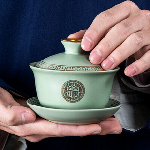 家用汝窑开片茶壶日式 陶瓷茶具套装 简约功夫茶杯喝茶小型茶盘泡茶