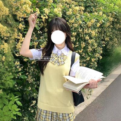 小田町jk秋季JK制服收腰马甲背心日系基础款学院风V领套头针织衫